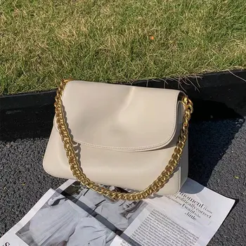 100% Естествена кожа, дамски ретро чанта под мишниците, дамски чанти-незабавни посланици на веригата, луксозна дизайнерска дамска чанта през рамо, композитни Чанти
