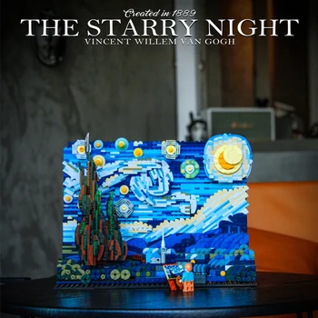 Звездна Нощ MOC DK3001 Sky Art Painting Винсент Строителни Блокове, Тухли, Произведения на изкуството Творчески Модел на Колекция от Играчки Подарък Момчета Момичета